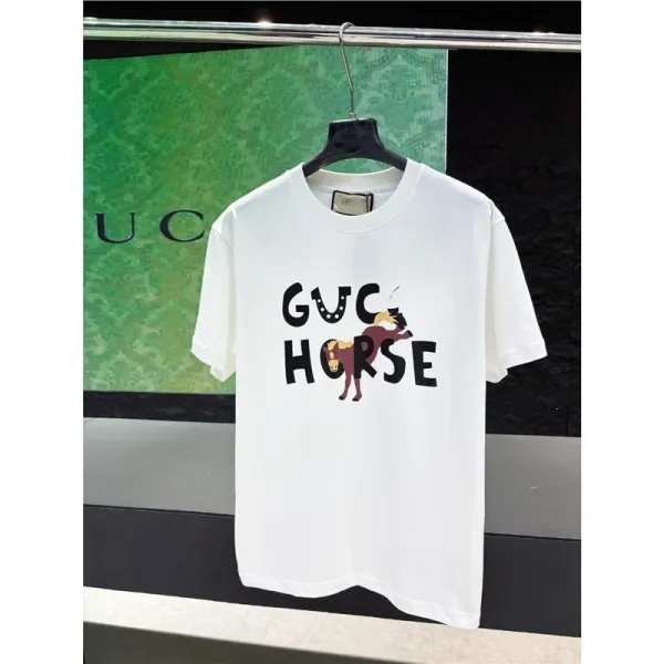Gucci Horse Print Graphic T-Shirt White Tops.t Shirts - 1