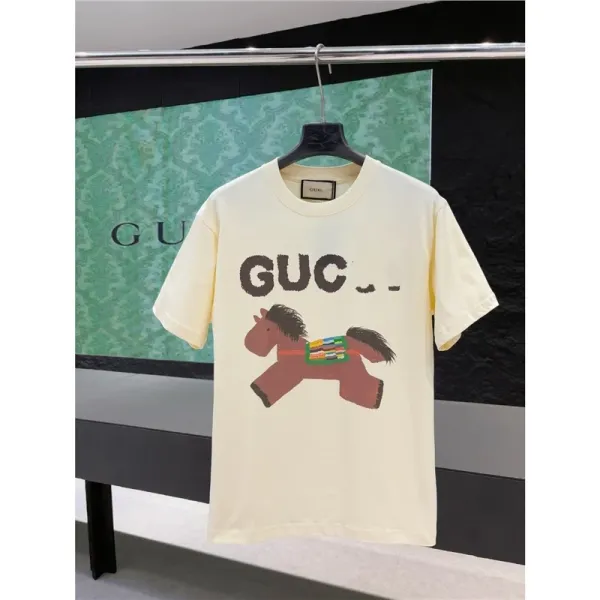 Gucci Horse Print Graphic T-Shirt Cream - 1