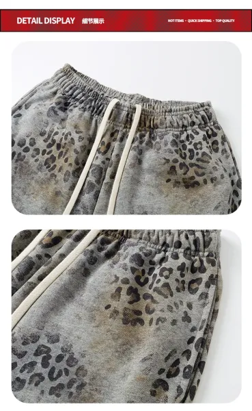 Design Leopard Print Heavyweight Fleece Zip-Up Hoodie and Sweatpants Set - 15