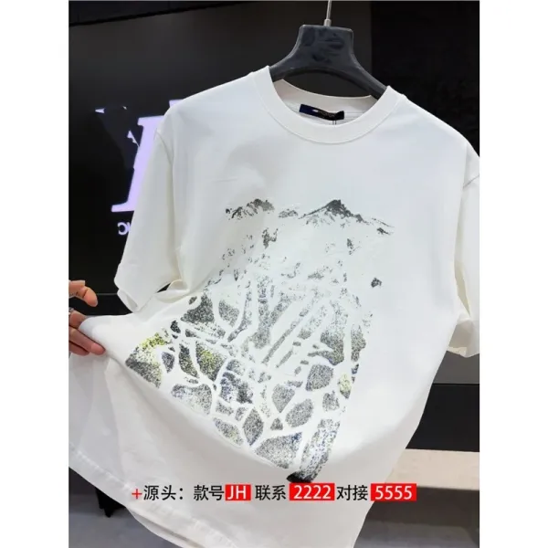 Design Mountain Print Graphic T-Shirt White - 1
