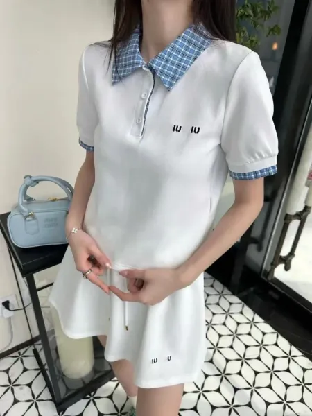 Miu Miu Collar-Contrast Polo Skirt Set White - 4