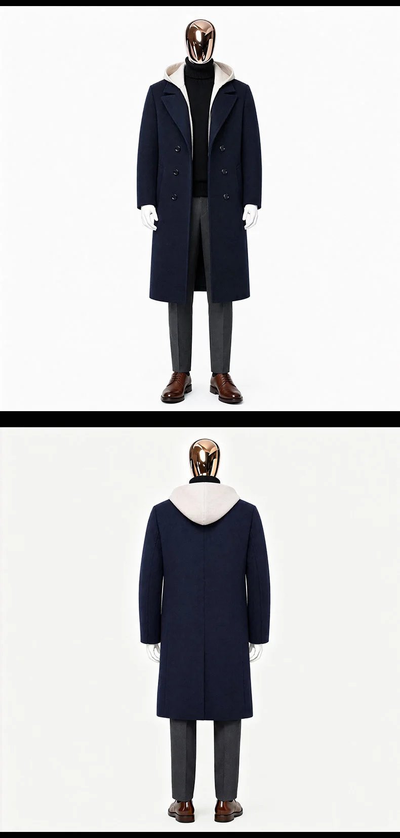 Design Double-Breasted Wool Coat Gray Men's Overcoat Outerwear.coat - 16