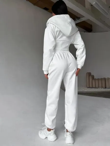 Design Pink Zip-Front Hooded Jumpsuit Sets - 6