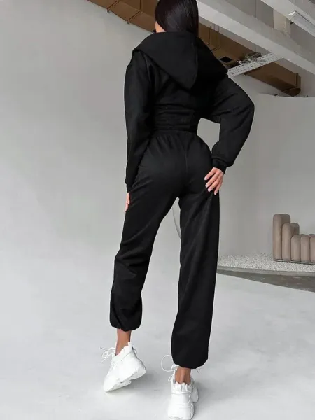 Design Pink Zip-Front Hooded Jumpsuit Sets - 10