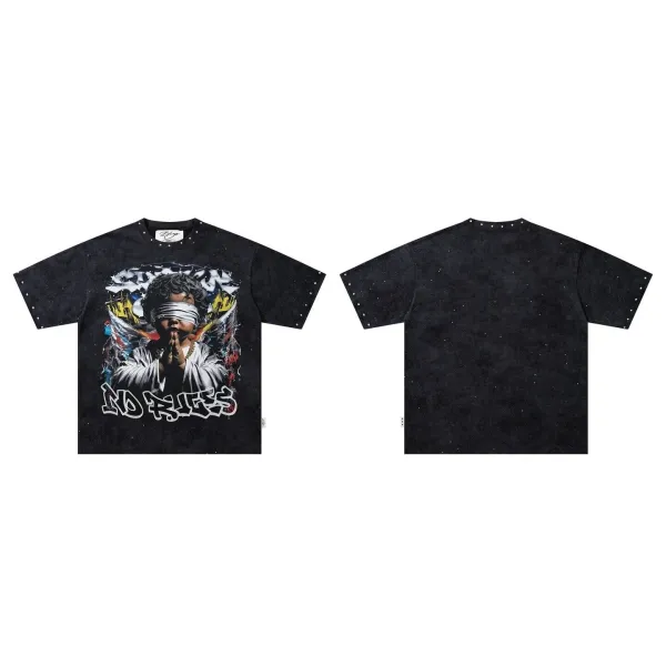 Design No Ries Graphic Tee Black Multicolor T-Shirt - 1