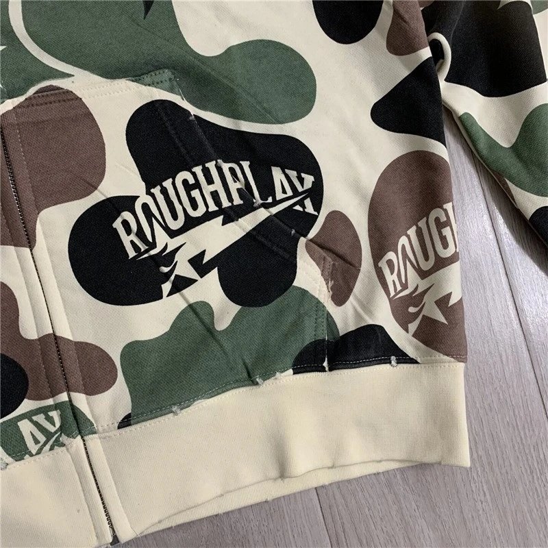 Design Rough Play Camo Print Zip-Up Hoodie Multicolor Hoodie - 8