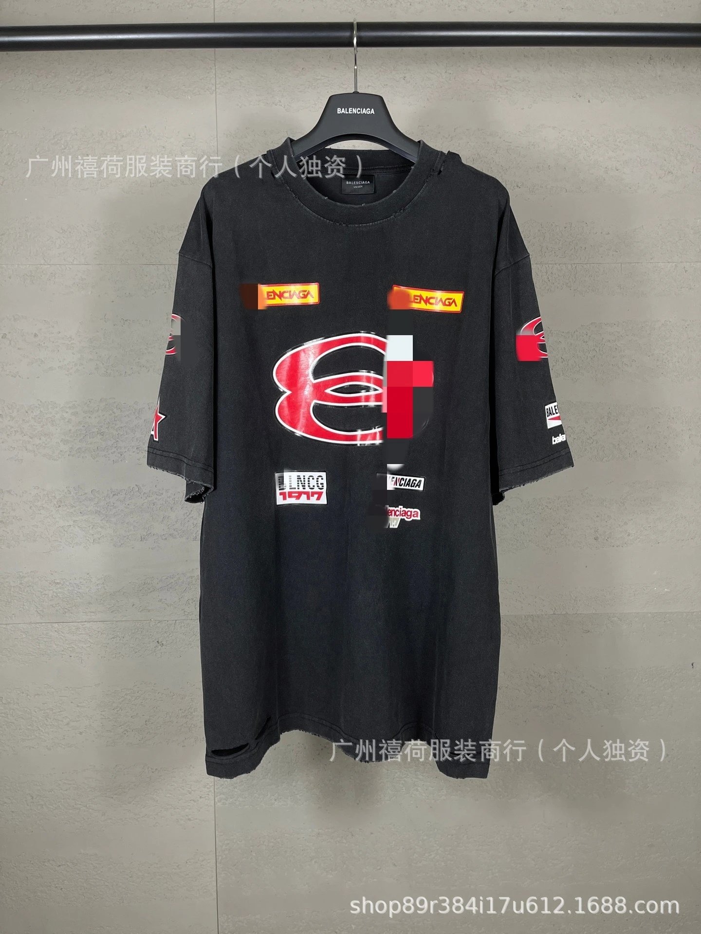 3689洗水黑（印花水洗磨烂做旧））