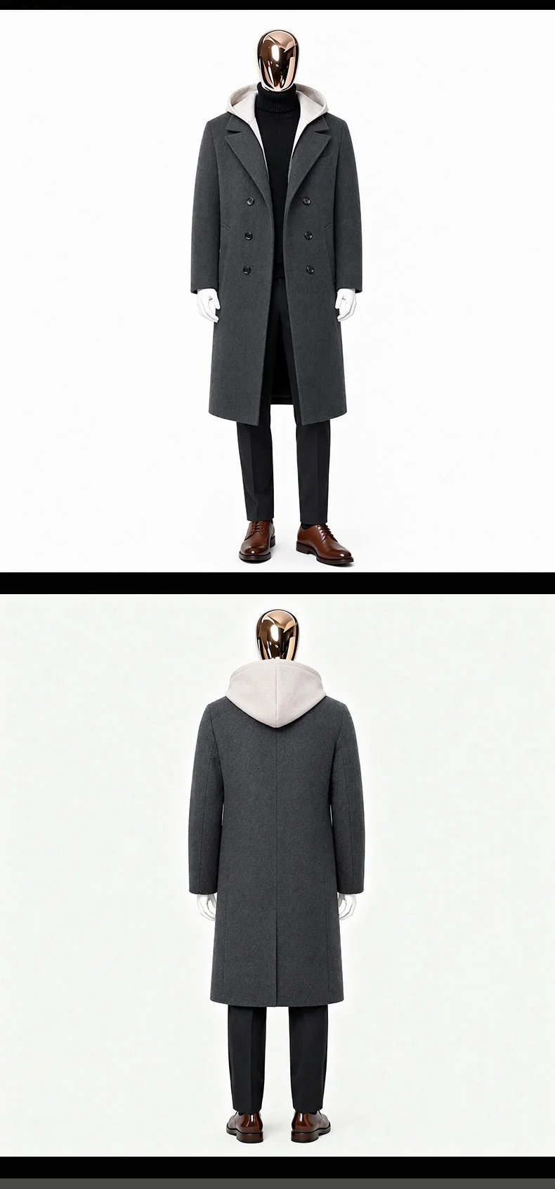 Design Double-Breasted Wool Coat Gray Men's Overcoat Outerwear.coat - 19