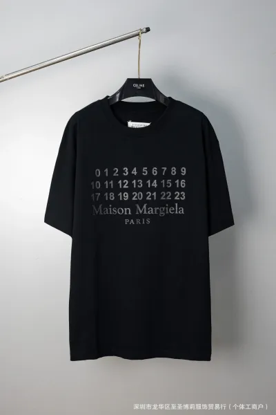 Maison Margiela Numeric Print Black T-Shirt - 30