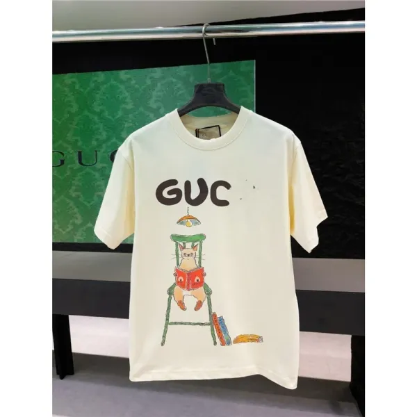 Gucci Cat Reading Graphic T-Shirt Cream - 1