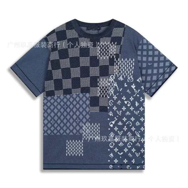 Louis Vuitton Patchwork Knit T-Shirt Navy - 1