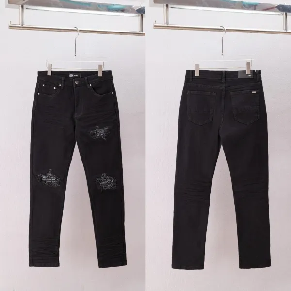Amiri Distressed Black Slim Fit Jeans - 1