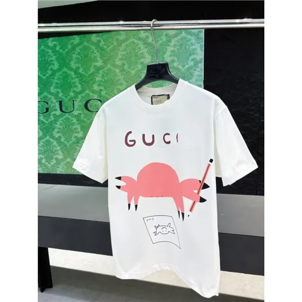 Gucci Crab Print Graphic T-Shirt White - 1