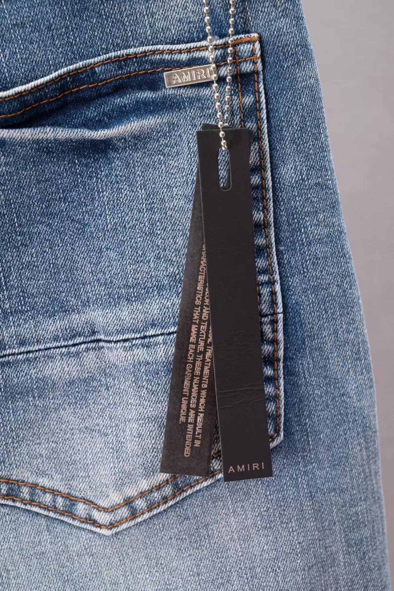Amiri Distressed Logo Jeans Light Wash Blue - 8