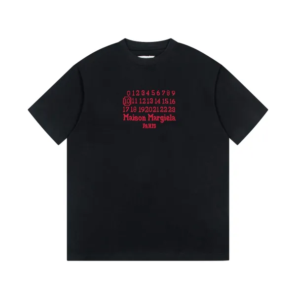 Maison Margiela Numeric Print Black T-Shirt - 42