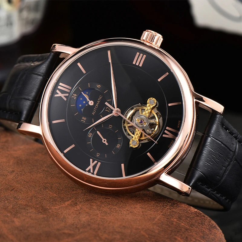 Design Tourbillon Automatic Black Dial Mechanical Watch Watches - 2