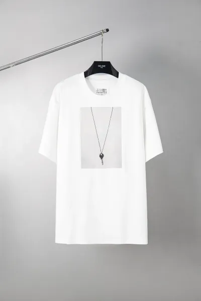 Celine Key Print Oversized T-Shirt White - 1