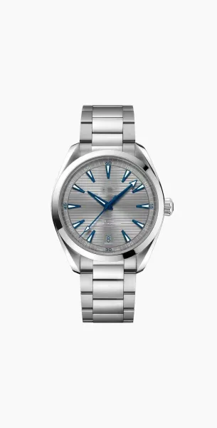 Omega Seamaster Aqua Terra Co-Axial Master Chronometer Silver Dial Blue Hands Steel Watch Watches - 1