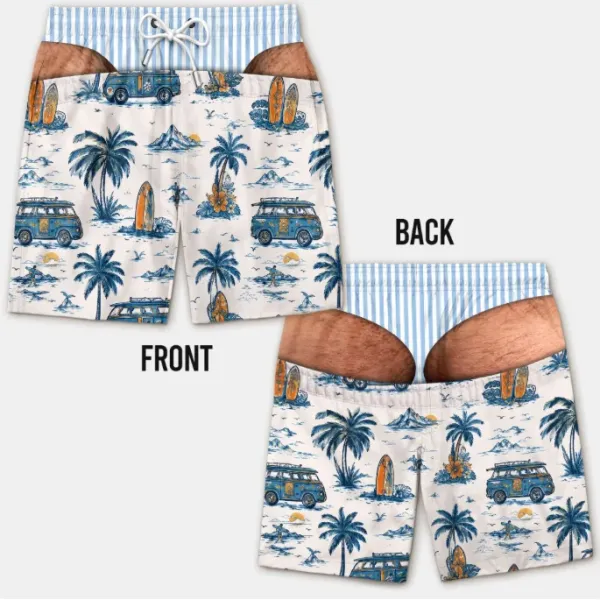 Design Tropical Van Print Board Shorts Multicolor - 1