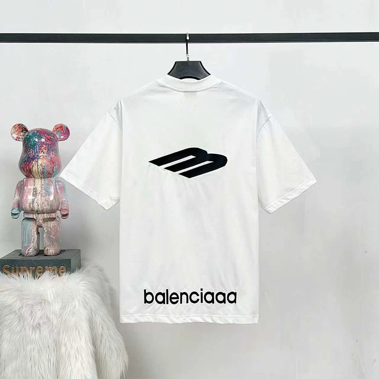 Balenciaga Logo Print Oversized T-Shirt White - 6