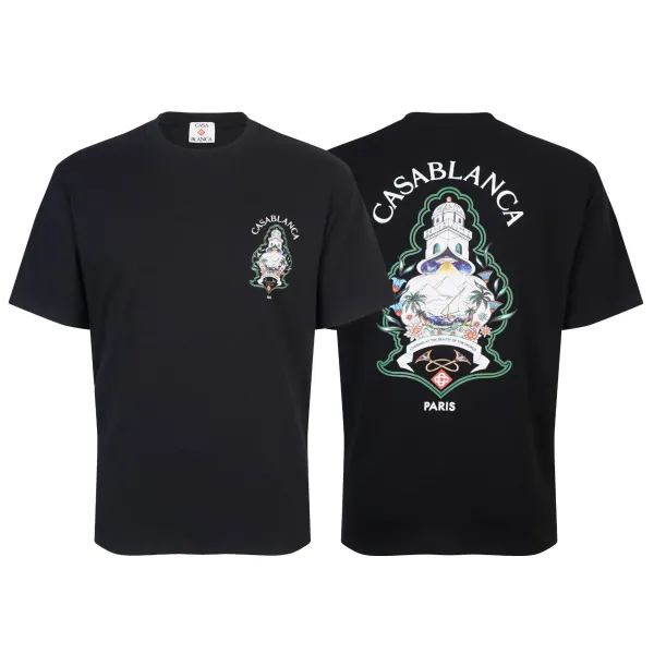 Casablanca Lighthouse Graphic T-Shirt Black - 1