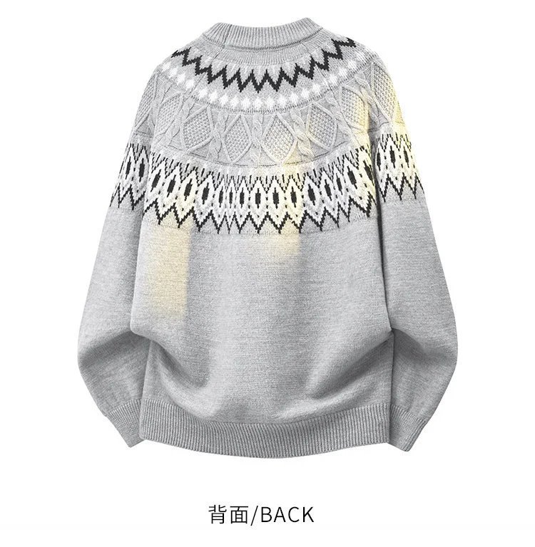 Design Fair Isle Knit Sweater Gray - 12