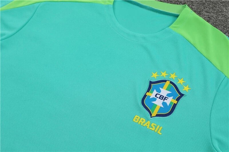 CBF Brazil Training Kit White Yellow Black Jersey and Shorts Set - 3