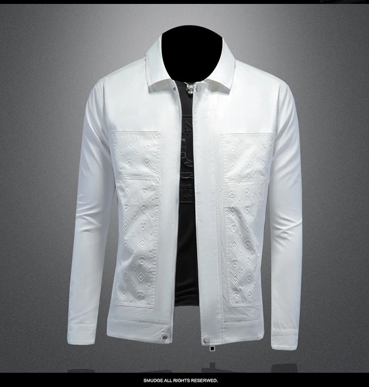 Design Embossed Logo Panel White Jacket Outerwear Jacket - 4