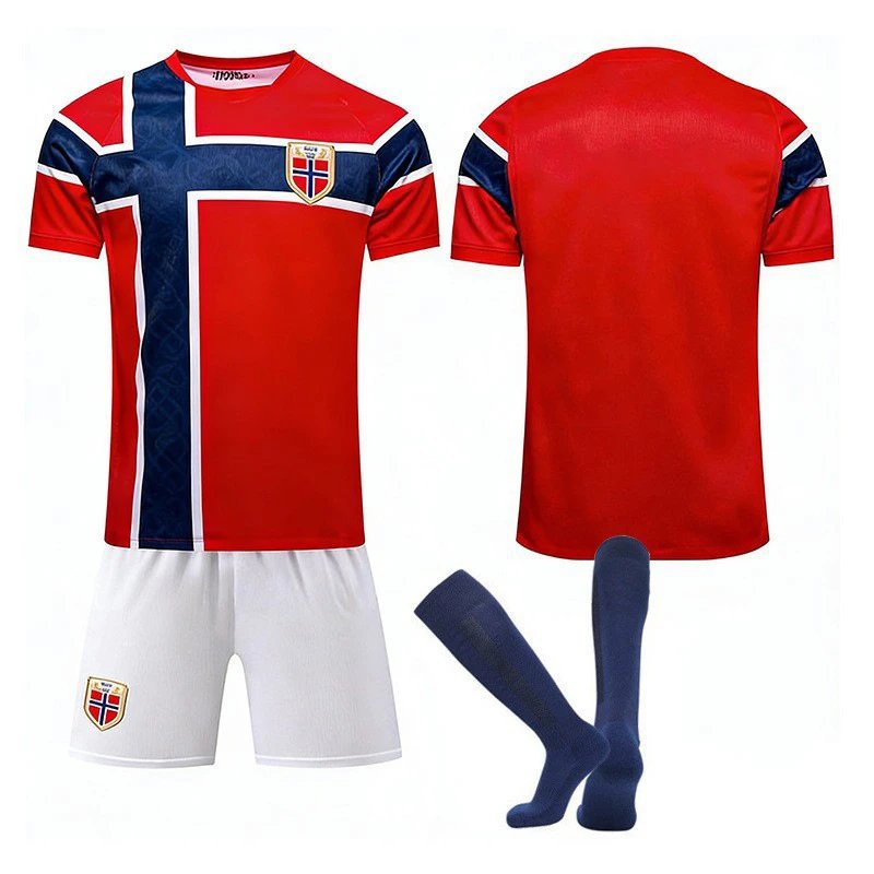 Design Norway National Team Inspired Soccer Kit Red Blue White Jersey Set Jersey - 8