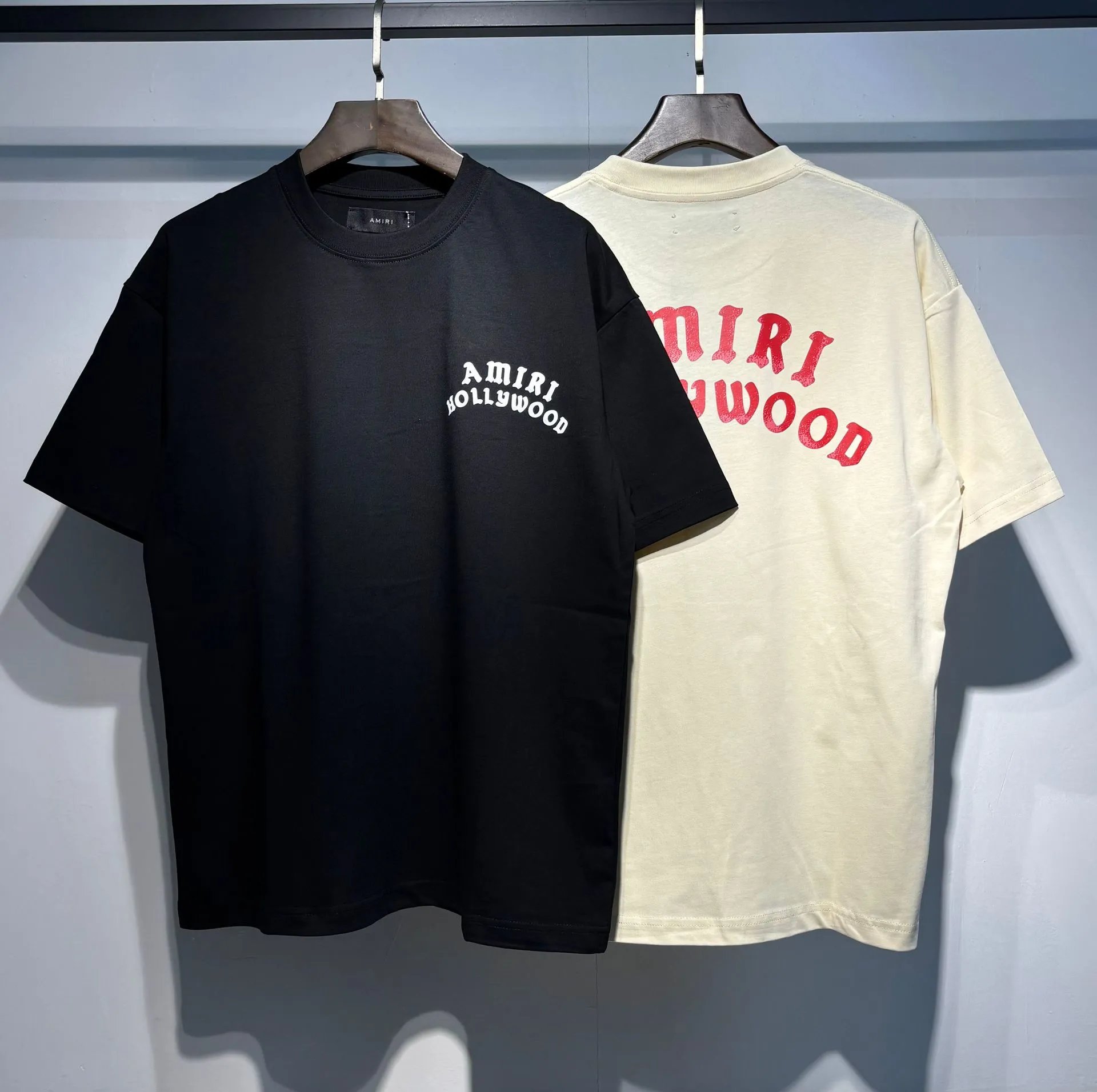 Amiri Hollywood Arch Logo T-Shirt Black and Cream