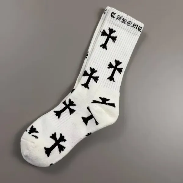 Chrome Hearts Cross Print Crew Socks White - 1