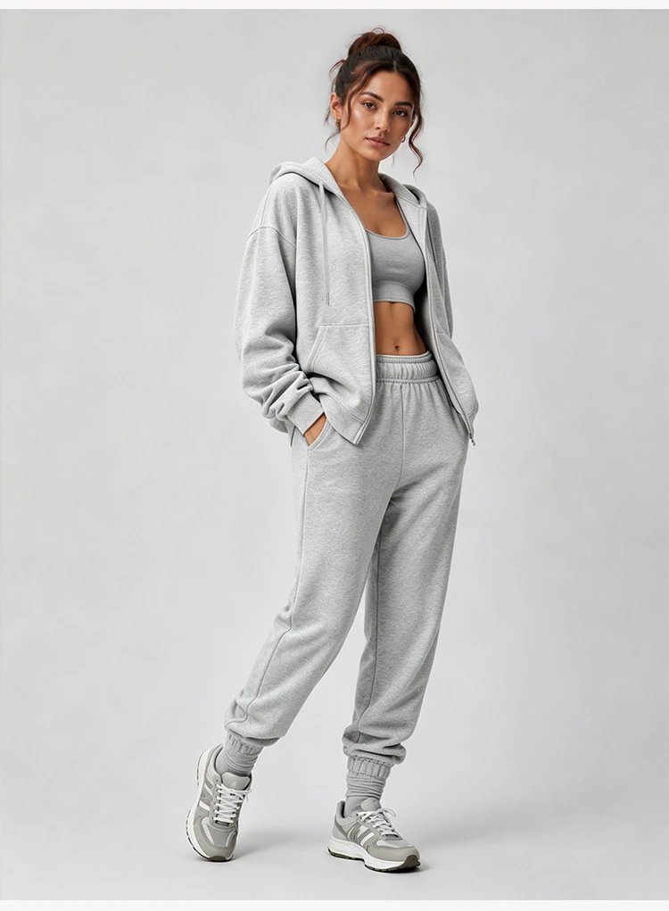 Design Black Oversized Zip-Up Hoodie with Kangaroo Pocket Hoodie - 22