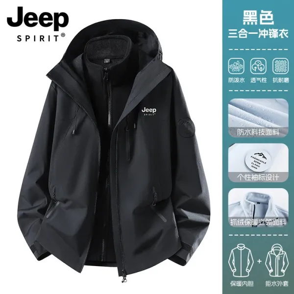 Design Jeep Spirit 3-in-1 Waterproof Jacket Black Outerwear - 1