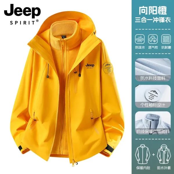 Design Jeep Spirit Three-in-One Waterproof Jacket Sun Orange Outerwear.jacket - 1