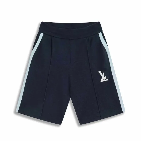 Louis Vuitton Monogram Knit Shorts Navy with Light Blue Stripes - 1