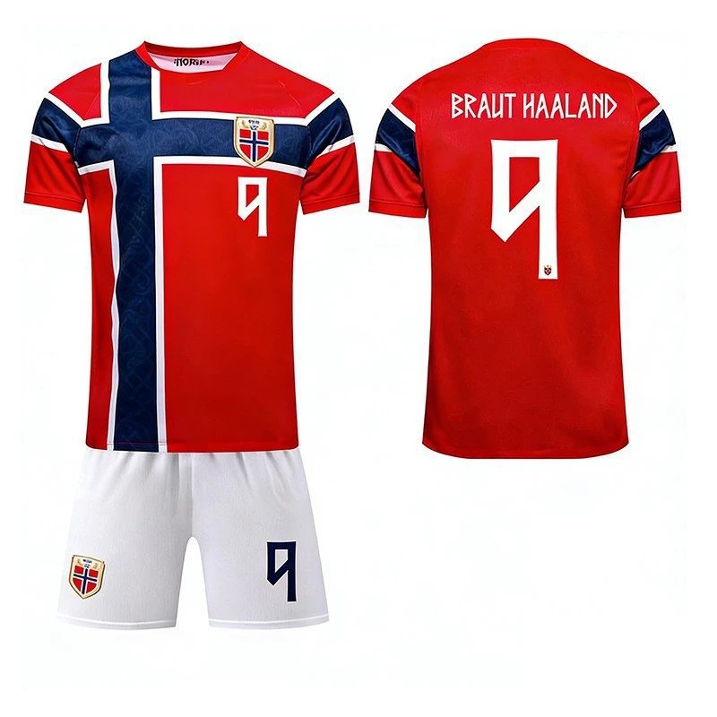 Design Norway National Team Inspired Soccer Kit Red Blue White Jersey Set Jersey - 4