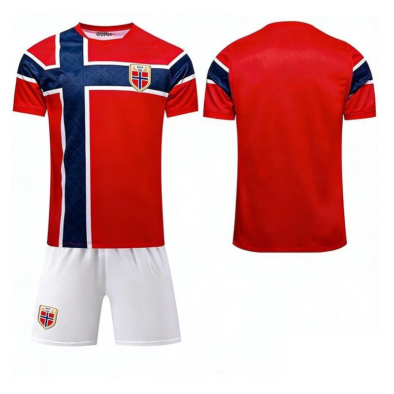 Design Norway National Team Inspired Soccer Kit Red Blue White Jersey Set Jersey - 7