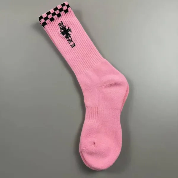 Chrome Hearts Pink Checkerboard Cuff Socks - 1