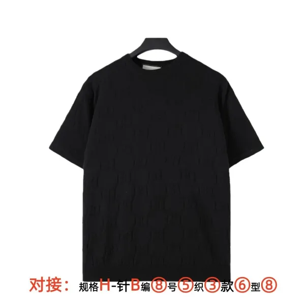 Design Knit Short-Sleeve Crewneck Black T-Shirt - 1