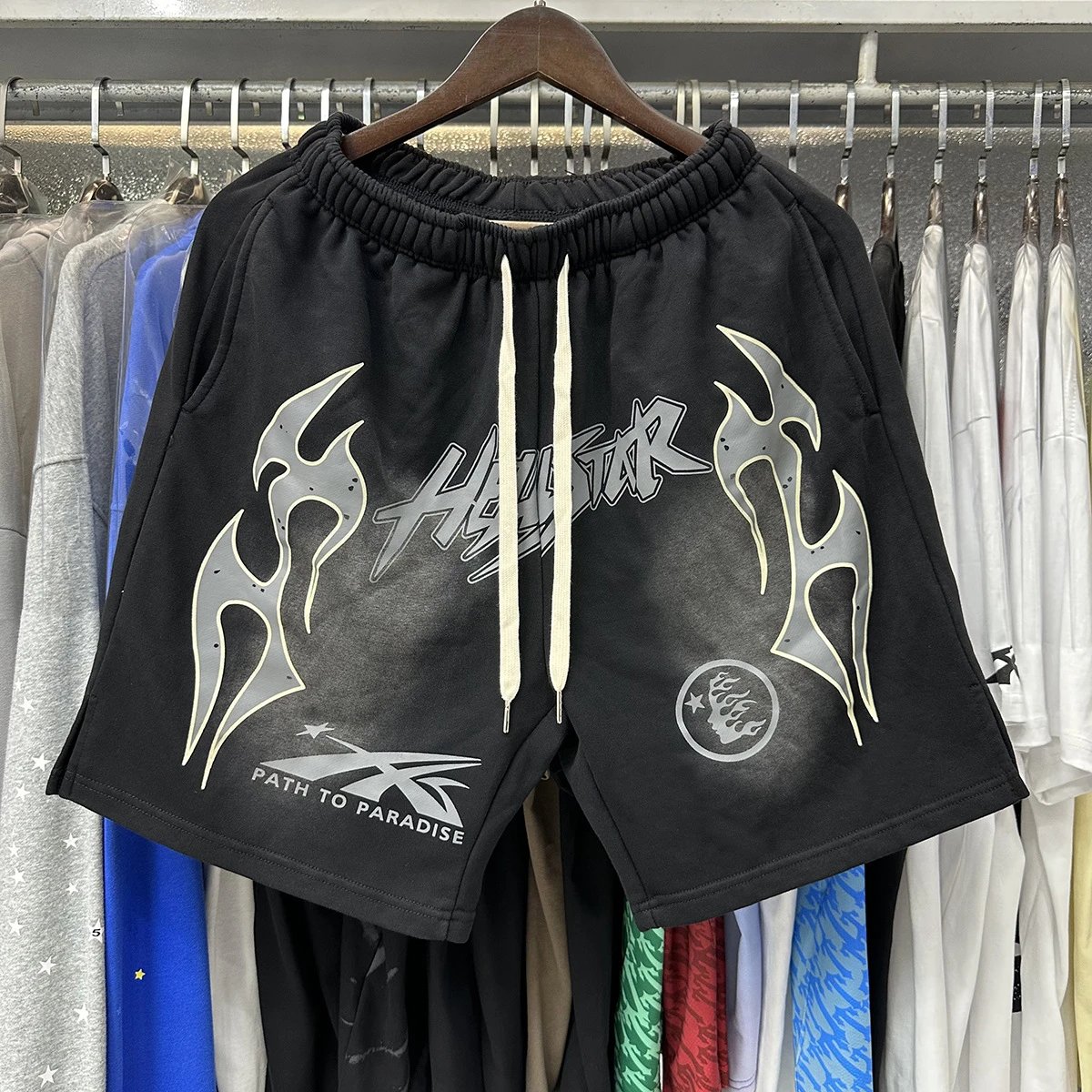 Hellstar Skull Flame Graphic Shorts Black - 17