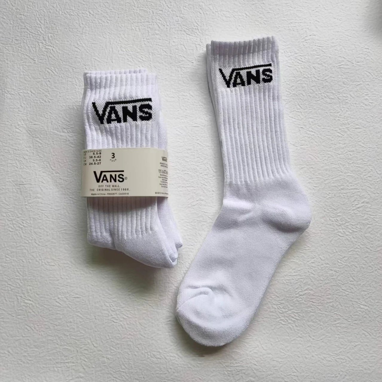 Vans Classic Logo Crew Socks in Pastel Blue, Orange, and Lime Green - 3