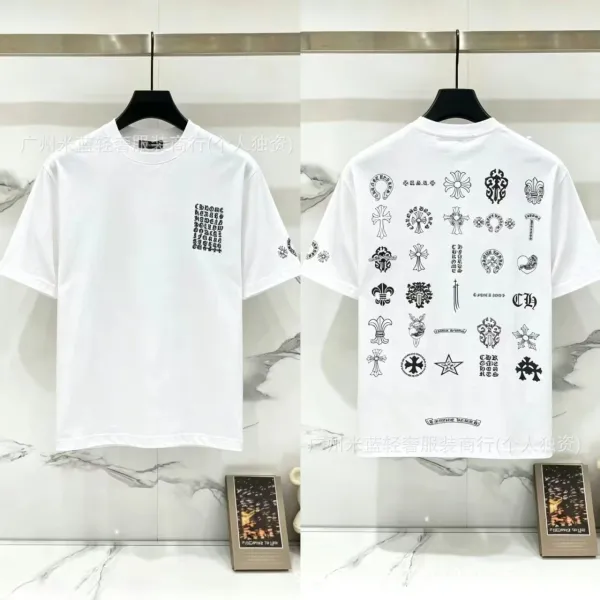 Chrome Hearts Logo Grid Print White T-Shirt - 1