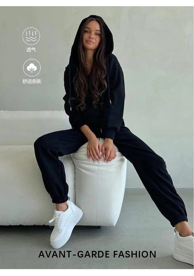 Design Zip-Up Hoodie and Sweatpants Set Gray - 8