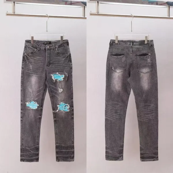 Amiri Distressed Patchwork Gray Jeans - 1
