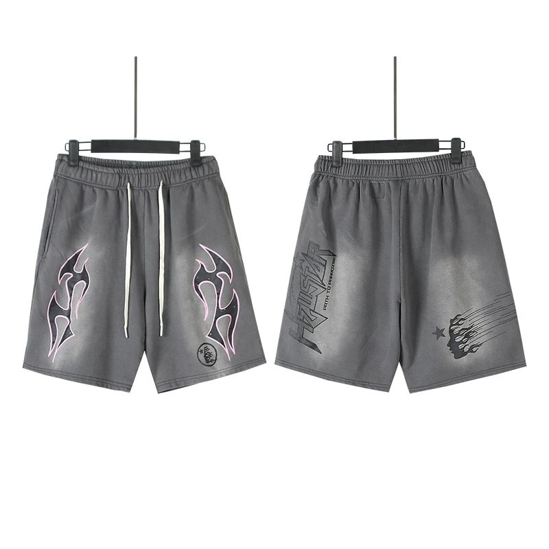 Hellstar Skull Flame Graphic Shorts Black - 31