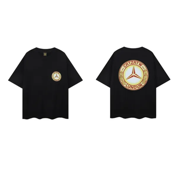 Design CRTZRTW x LUNDUN Mercedes-Style Logo Oversized T-Shirt Black Tops.t Shirts - 1