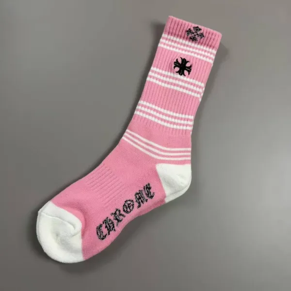 Chrome Hearts Striped Pink Socks - 1