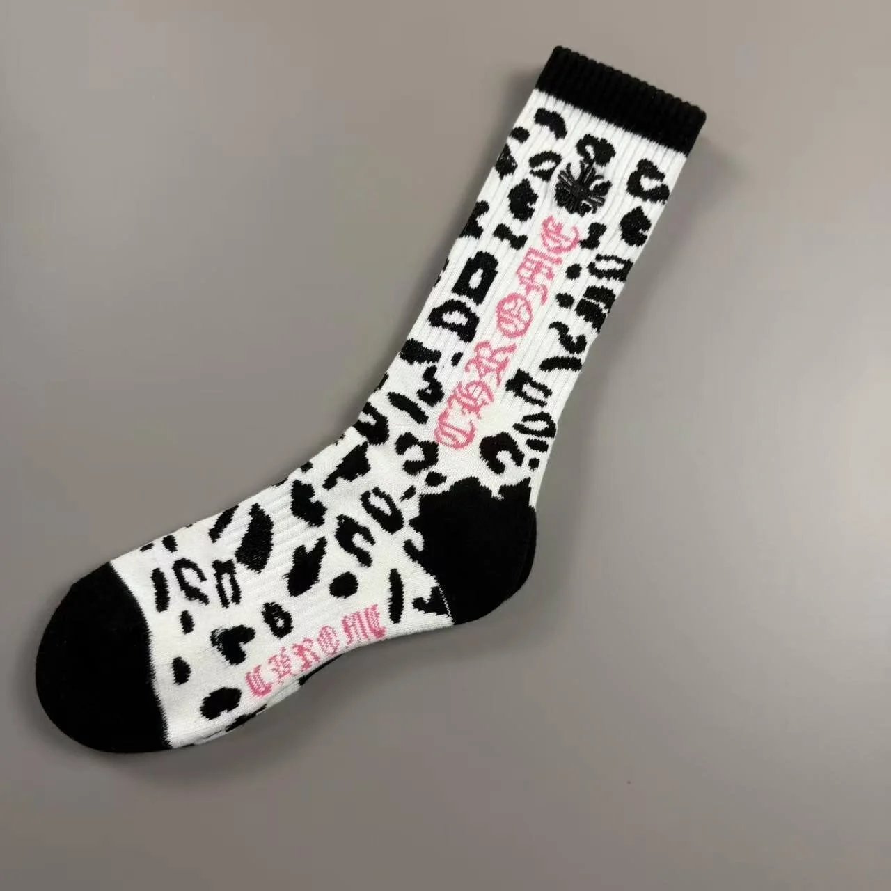 Chrome Hearts Leopard Print Socks White Black Pink - 1