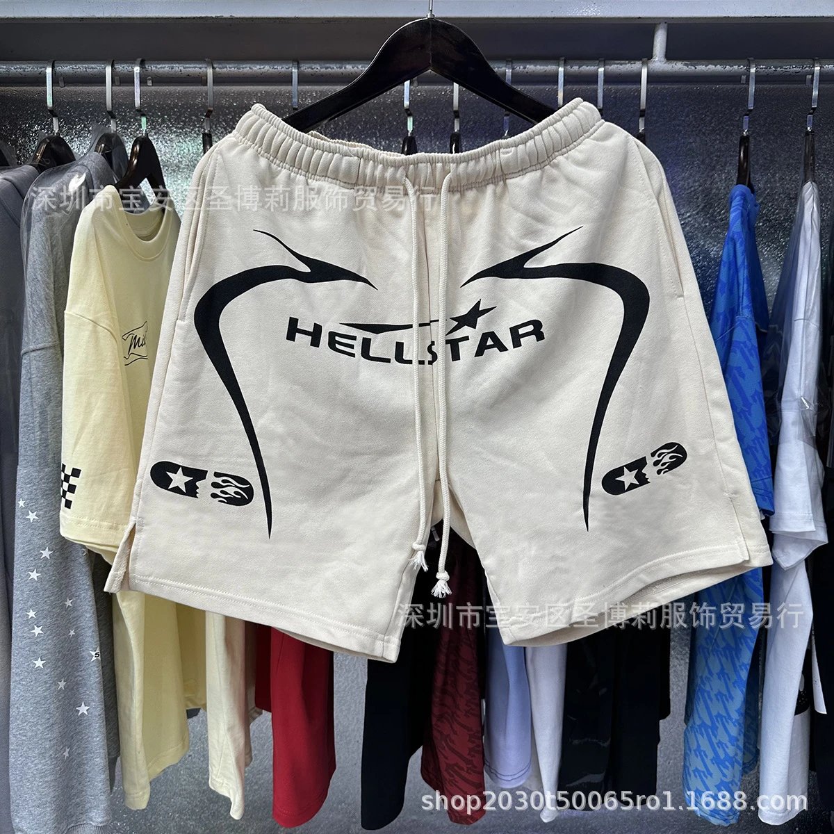 Hellstar Skull Flame Graphic Shorts Black - 7