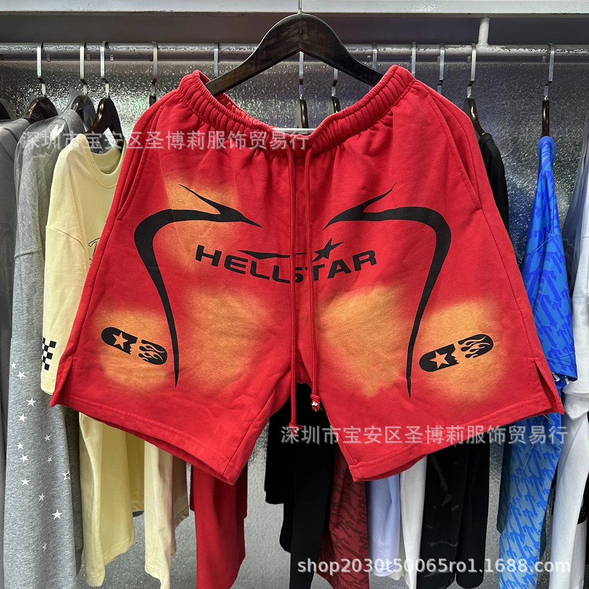 Hellstar Skull Flame Graphic Shorts Black - 12